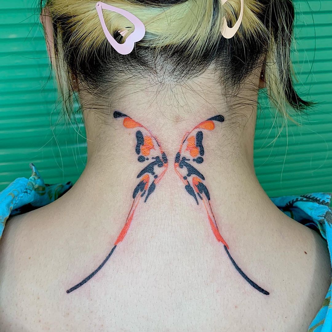 Amzaing Cute butterfly neck tattoos