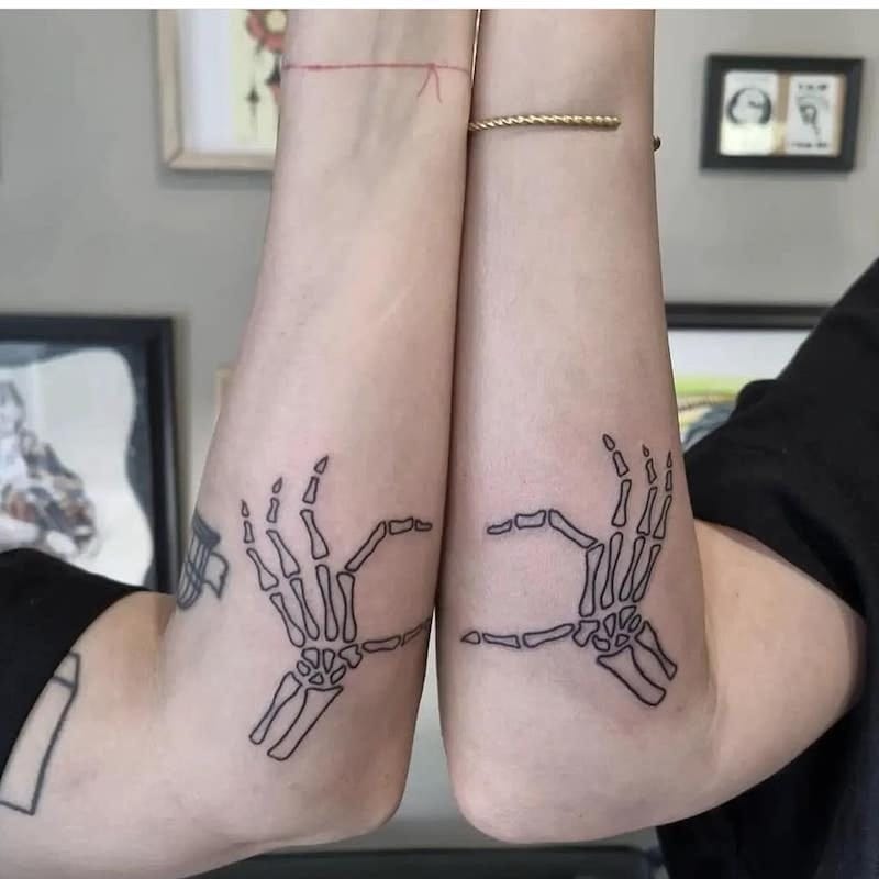 Couples Halloween Tattoos 2022 69 Skeleton Tattoo Ideas That Are Bone To Be Wild In 2022